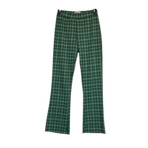 Urban Outfitters green white plaid flare pants size medium
